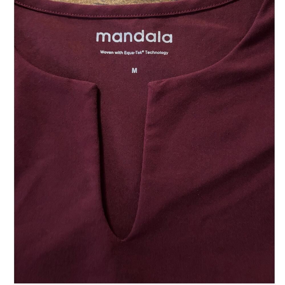 Mandala Women’s Medium Scrub Top Notch Neck Medical Nursing Pockets Wine - Picture 3 of 7